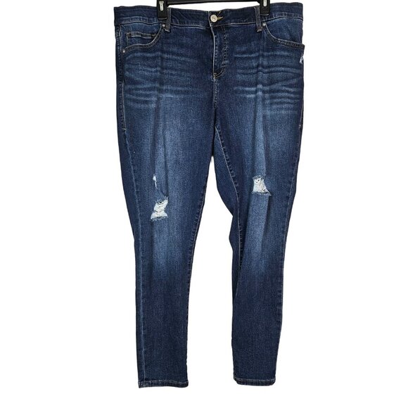 Lularoe Magic Waist Distressed Stretch Denim Skinny Jean 38 (18/19W) - Picture 1 of 7